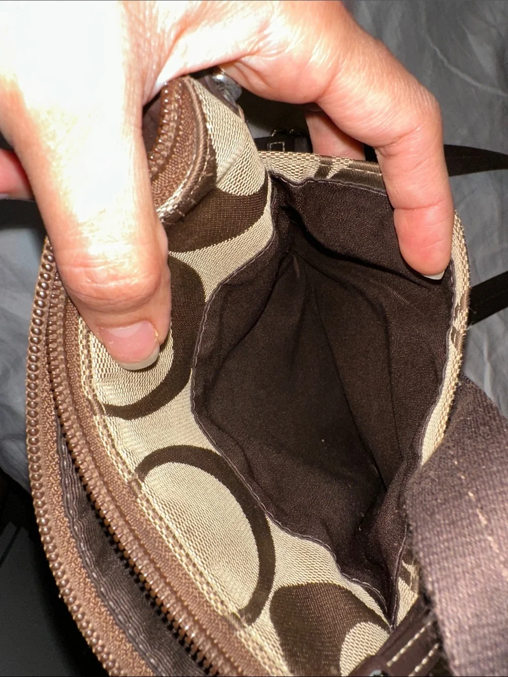 Coach Brown Tan Signature Crossbody Messenger Bag